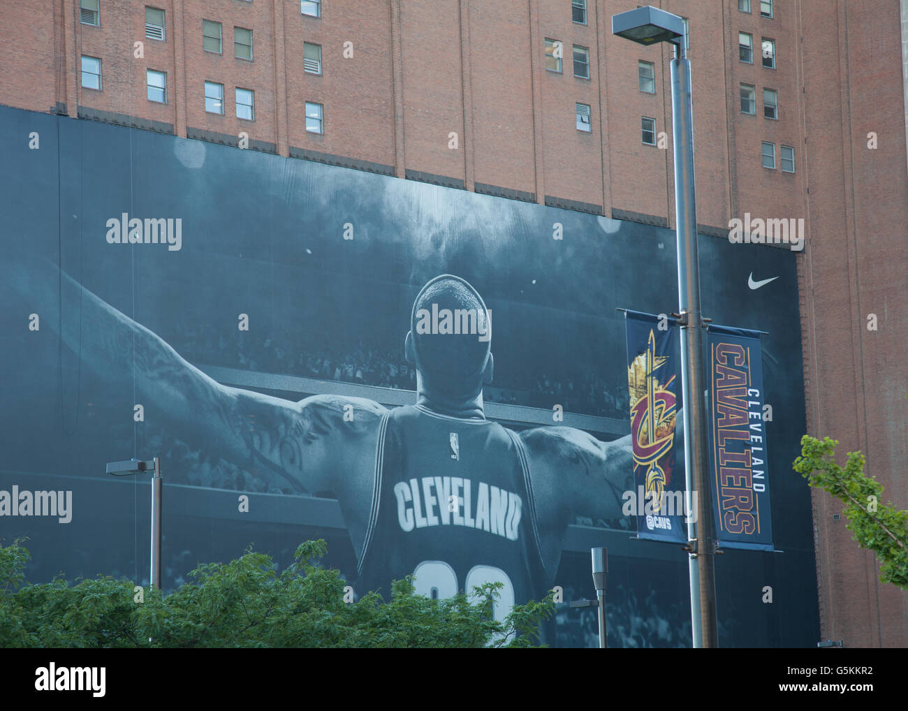 Fresque de LeBron James sur le mur d'un bâtiment à Cleveland, Ohio Banque D'Images