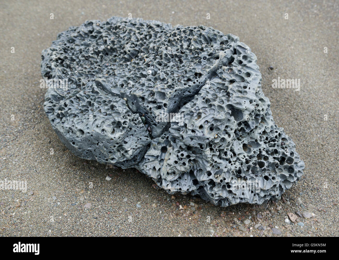 Roche ignée volcanique, scorie, sur la plage au parc national de Corcovado, CR Banque D'Images