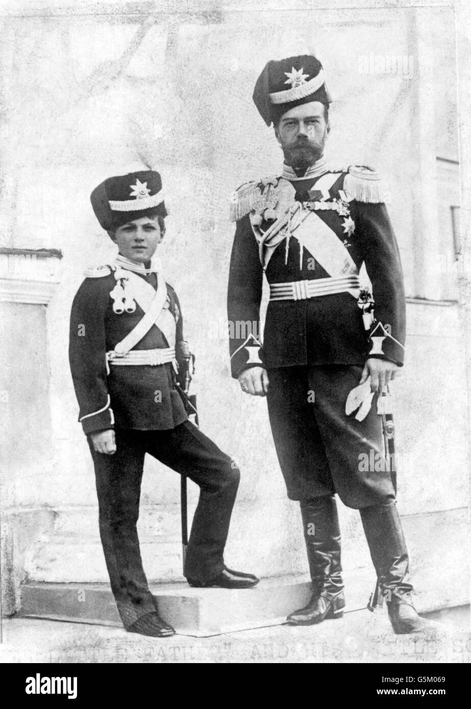 Première Guerre mondiale - les dirigeants russes. Le tsar Nicholas II et le Tsarevitch Alexis. Banque D'Images