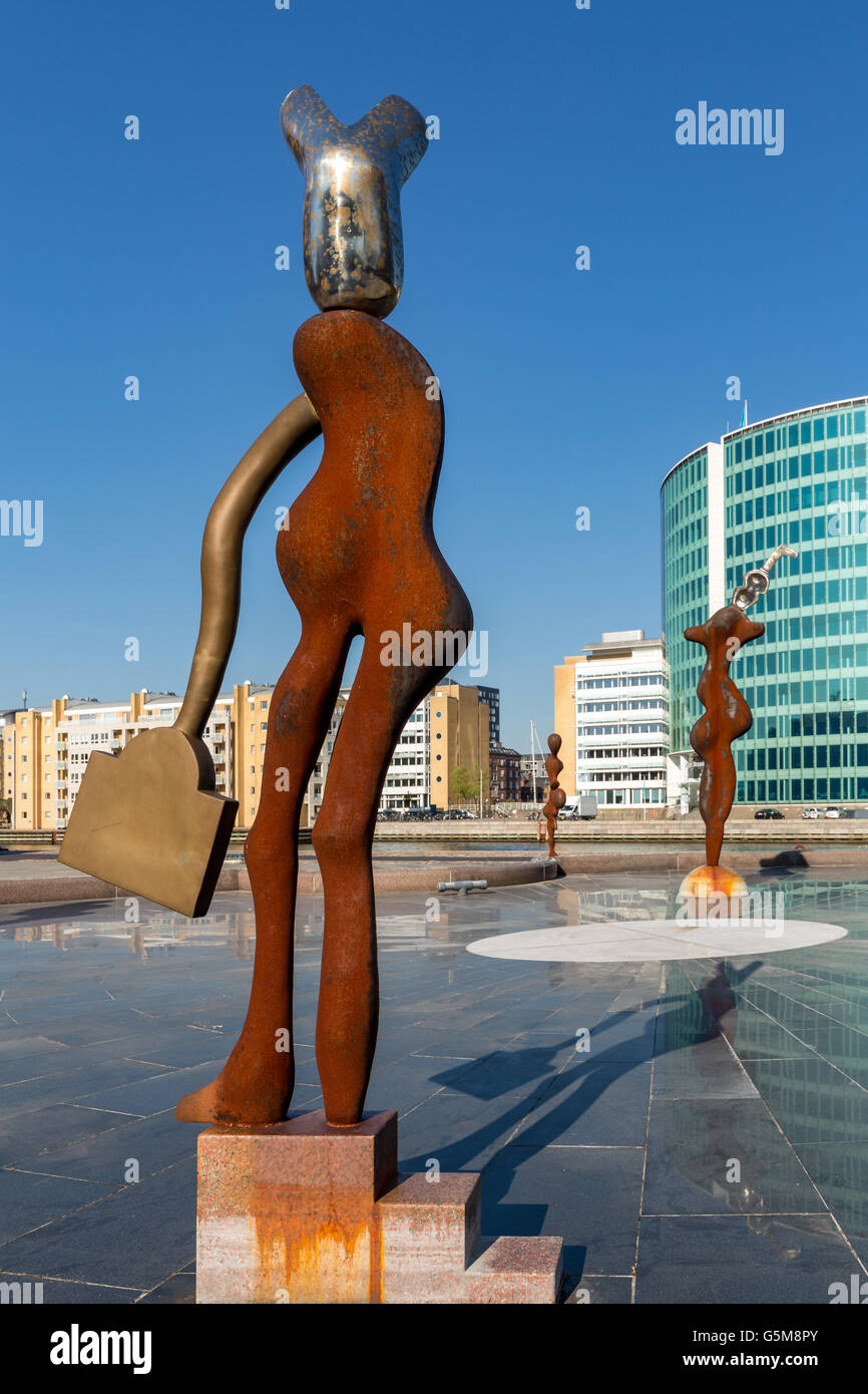 L'architecture moderne et des sculptures, Langelinie, le port de Copenhague, Danemark Banque D'Images