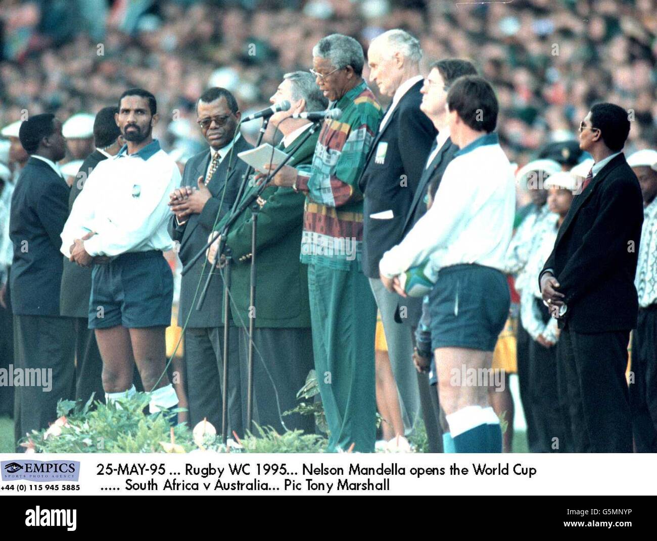 Rugby Union - coupe du monde de Rugby 1995 - Afrique du Sud / Australie -  cérémonie d'ouverture.Nelson Mandela ouvre la coupe du monde Photo Stock -  Alamy