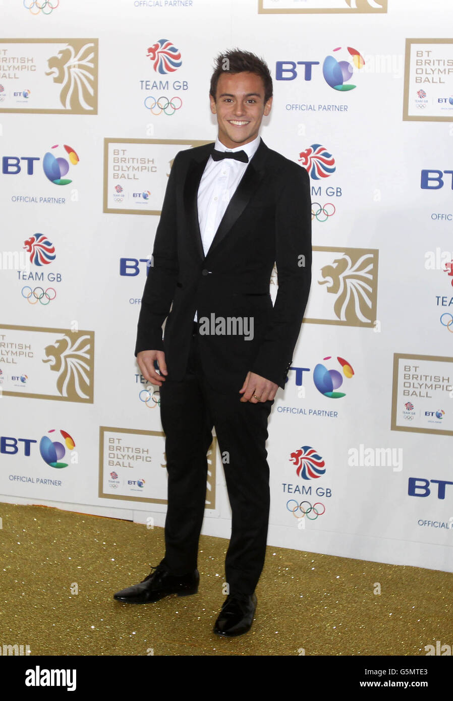 Tom Daley arrivant au BT British Olympic ball à l'hôtel Grosvenor House, Londres. Banque D'Images