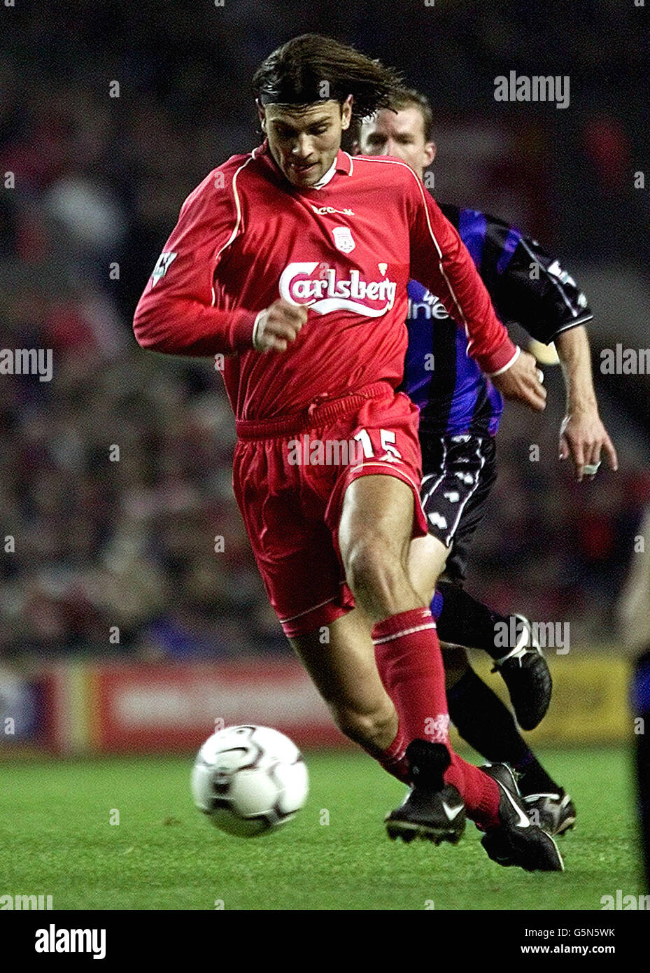 Liverpool - Patrik Berger en action pour Liverpool dans la F.A. Barclaycard jeu de Premiership entre Liverpool et Middlesbrough, à Anfield, Liverpool. Photo David Davies... Banque D'Images