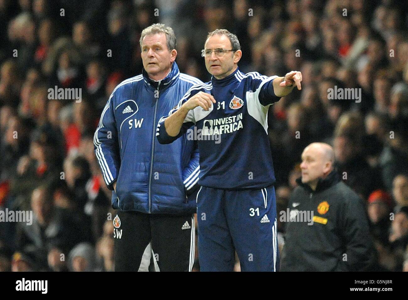 Martin O'Neill, responsable de Sunderland (à droite), et Steve Walford, premier entraîneur d'équipe sur l'écran tactile Banque D'Images