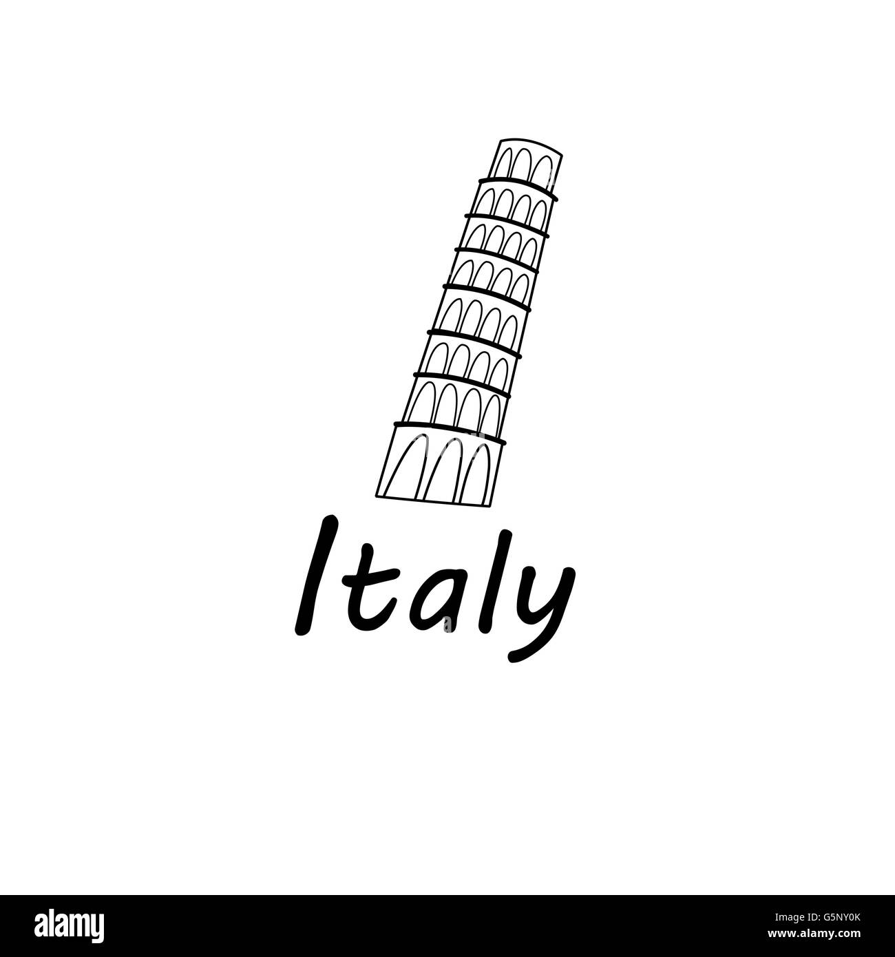 Belle illustration du symbole de l'Italie Tour de Pise Illustration de Vecteur