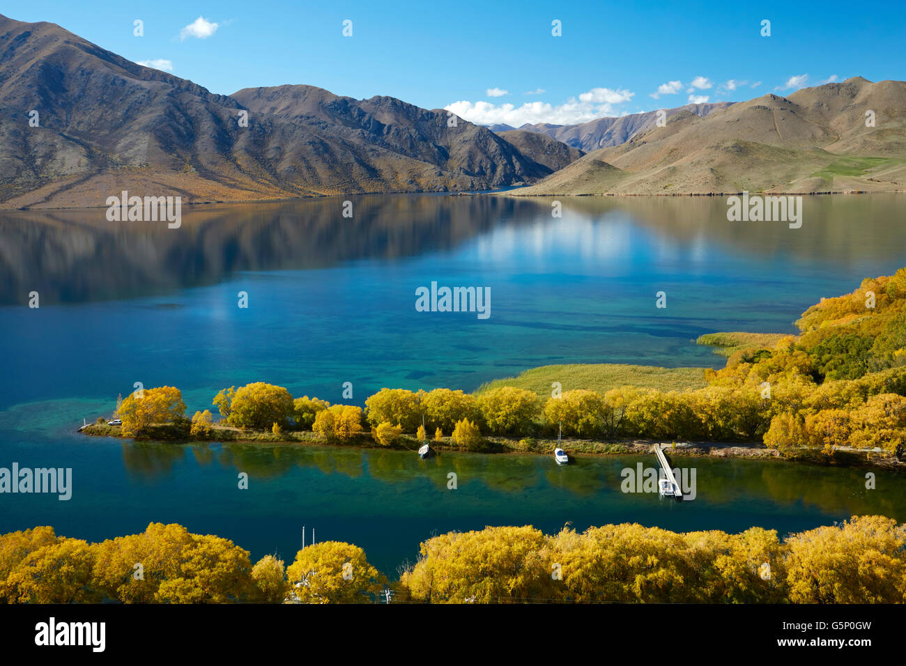 Les marins de la coupe dans Automne, lac Benmore, Waitaki Valley, North