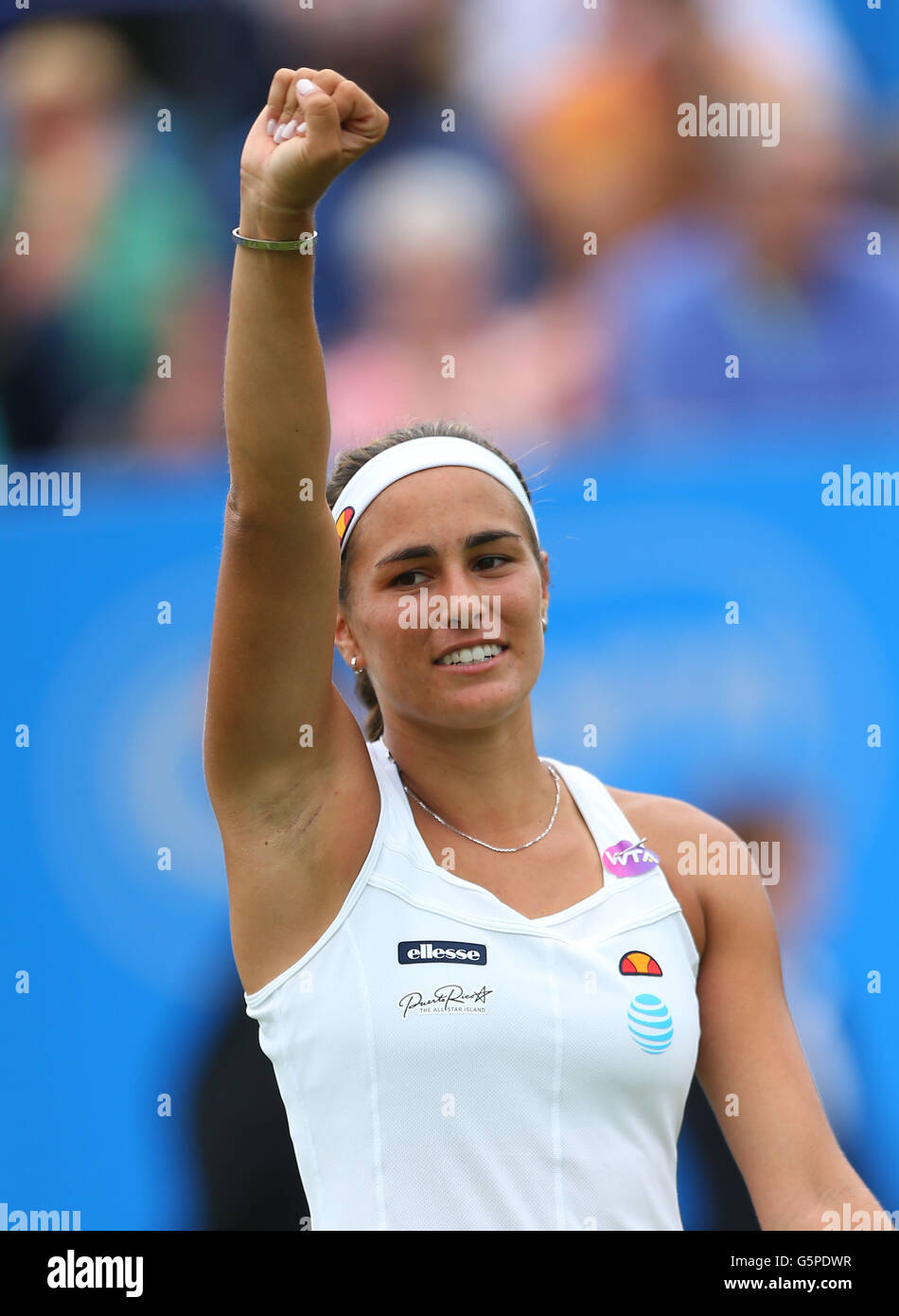 Eastbourne, Royaume-Uni. 22 Juin, 2016. Monica Puig de Puerto Rico célèbre gagner son match contre le Danemark à l'Caroline Wozniacki International Aegon Tennis Eastbourne Crédit Tournoi : James Boardman /Alamy Live News Banque D'Images