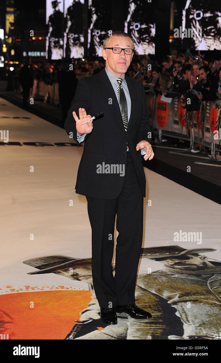 Christoph Waltz arrive pour la première de Django Unchained à l'Empire Leicester Square, Londres. Banque D'Images