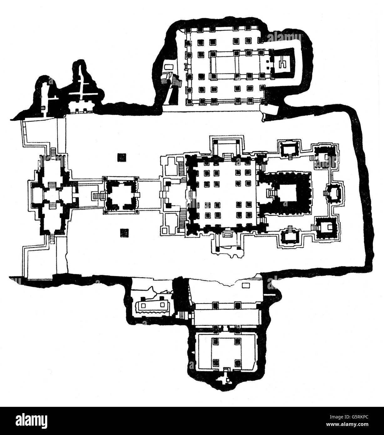Architecture, plans d'étage, temple caverne d'Ellora, Maharashtra, Inde, grotte 16, temple Kailasanathar, construit 756 - 774, dessin, 20e siècle, palais d'étage, monastère hindou, religion, religions, hindouisme, temple de Kailash, Aurangabad, Asie du Sud, 8ème siècle, historique, historique, historique, droits additionnels-Clearences-non disponible Banque D'Images