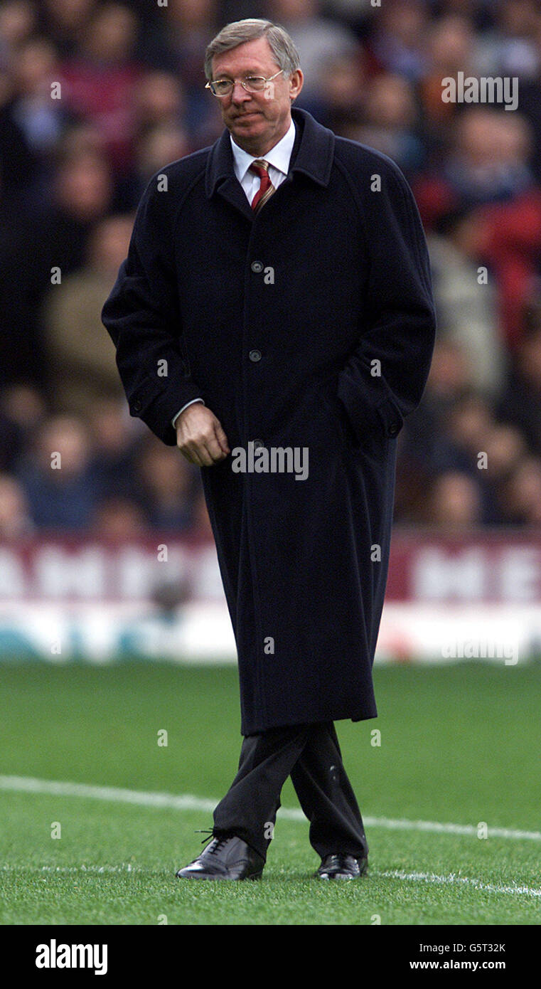 Sir Alex Ferguson de Manchester United pendant la F.A.Match Barclaycard Premiership à Upton Park, est de Londres. Banque D'Images