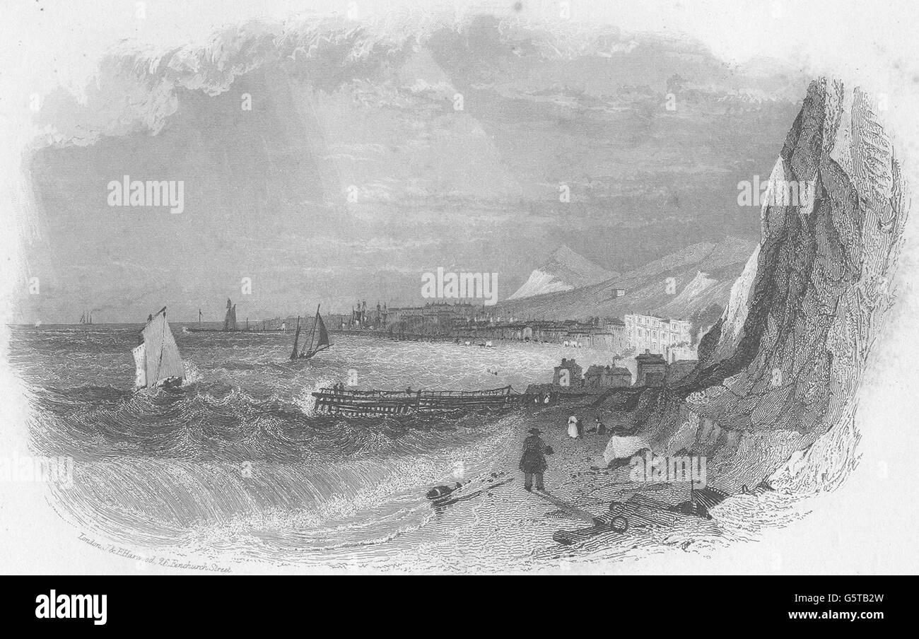 KENT : Dover Kent forme East Cliff. Harwood. Belle vue sur la vignette, 1841 Banque D'Images