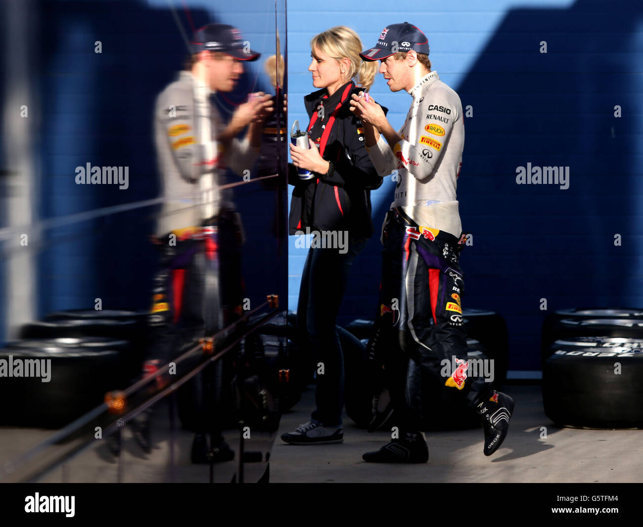 Sebastian Vettel, pilote de Red Bull Racing, lors des essais au circuit de Jerez, à Jerez, en Espagne. Banque D'Images