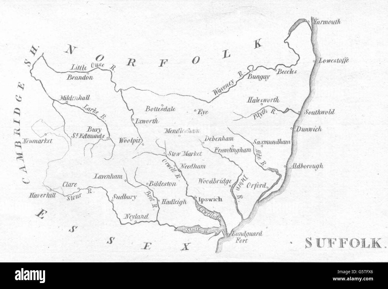SUFFOLK : Aikin : Rare petit comté carte. (5e édition) , 1803 Banque D'Images