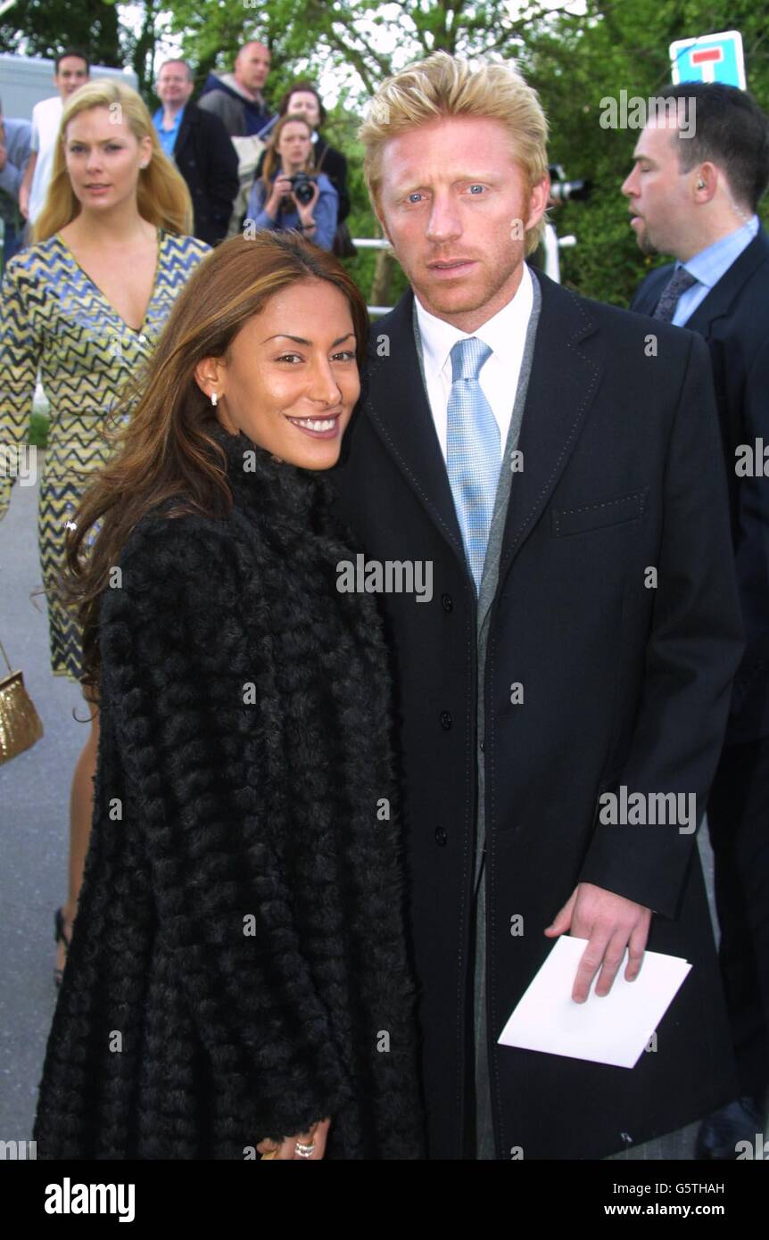 Boris Becker et sa petite amie Patrice Farameh quittent l'église St George  à Shippling, Suffolk, où ils ont assisté au mariage de Claudia Schiffer au  producteur de film Matthew Vaughn. * ...