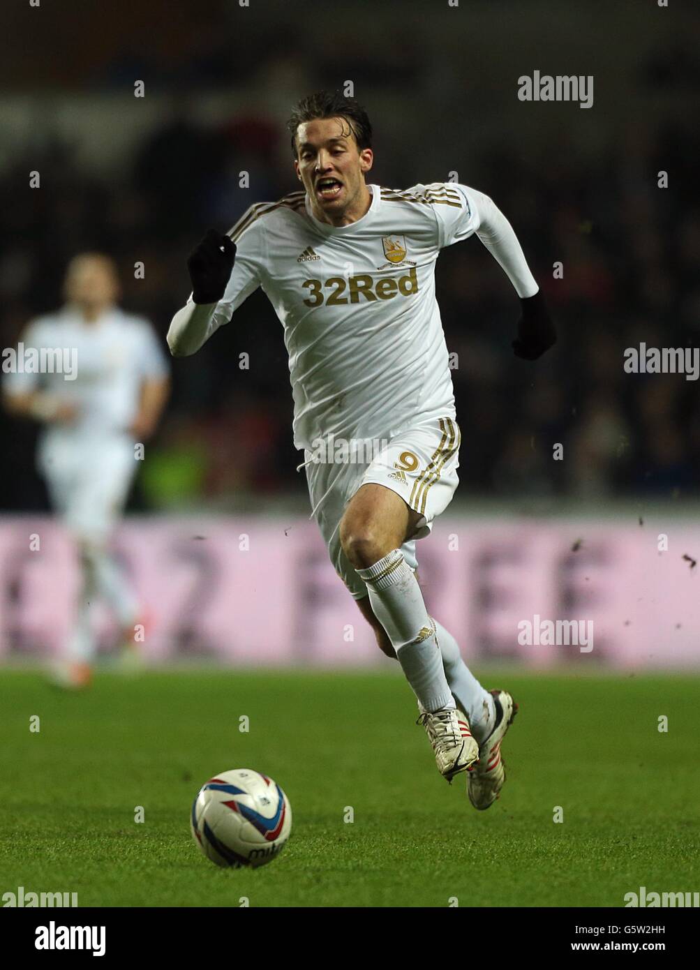 Football - Capital One Cup - demi-finale - second Leg - Swansea City v Chelsea - Liberty Stadium.Miguel Michu, Swansea Banque D'Images