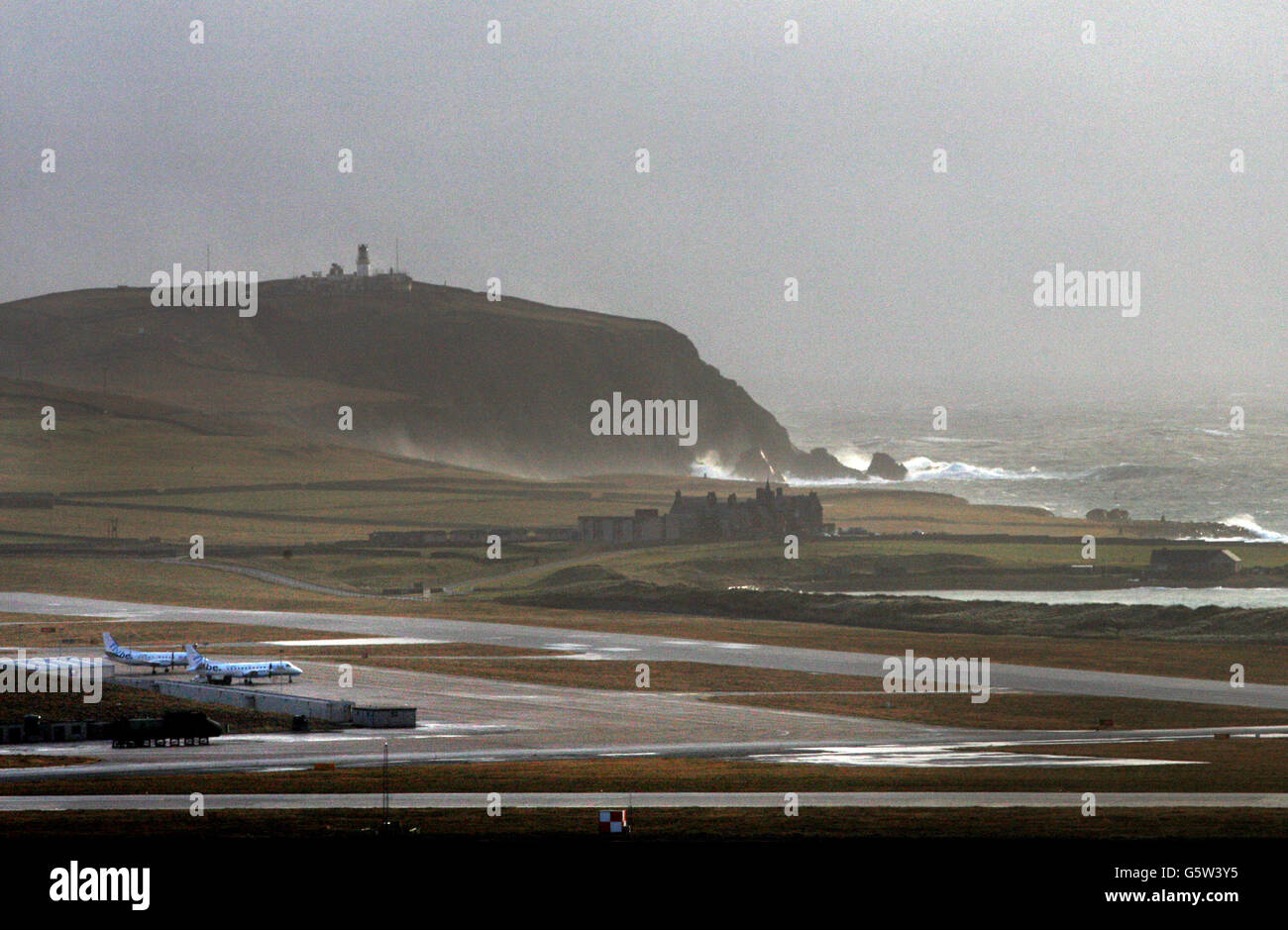Stock de voyage - Shetland Isles.Aéroport de Shetland à Sumburgh, en Écosse. Banque D'Images