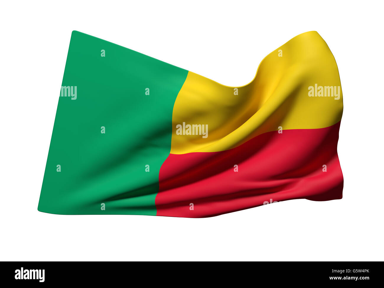 Le rendu 3D de la République du Bénin drapeaux sur fond blanc Banque D'Images