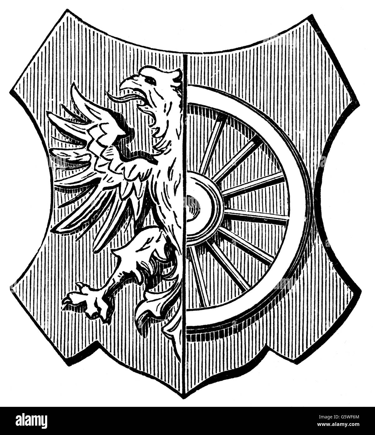 heraldry, armoiries, Pologne, armes de ville, Raciborz, gravure en bois