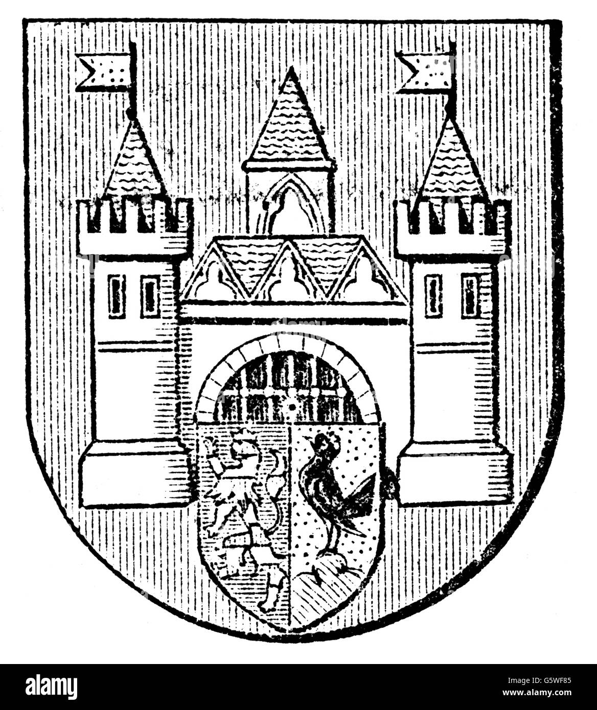 heraldry, armoiries, Allemagne, armes de ville, Schmalkalden, gravure en bois, 1893, droits additionnels-Clearences-non disponible Banque D'Images