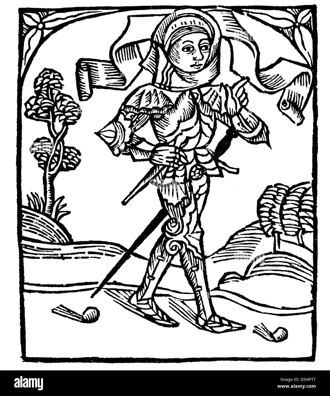 Littérature, titres de livres et pages de titre, 'Eyn libliche histori von vier Kaufleur' (UNE histoire de quatre marchands), woodcut, Leipzig, 1495, droits additionnels-Clearences-non disponible Banque D'Images