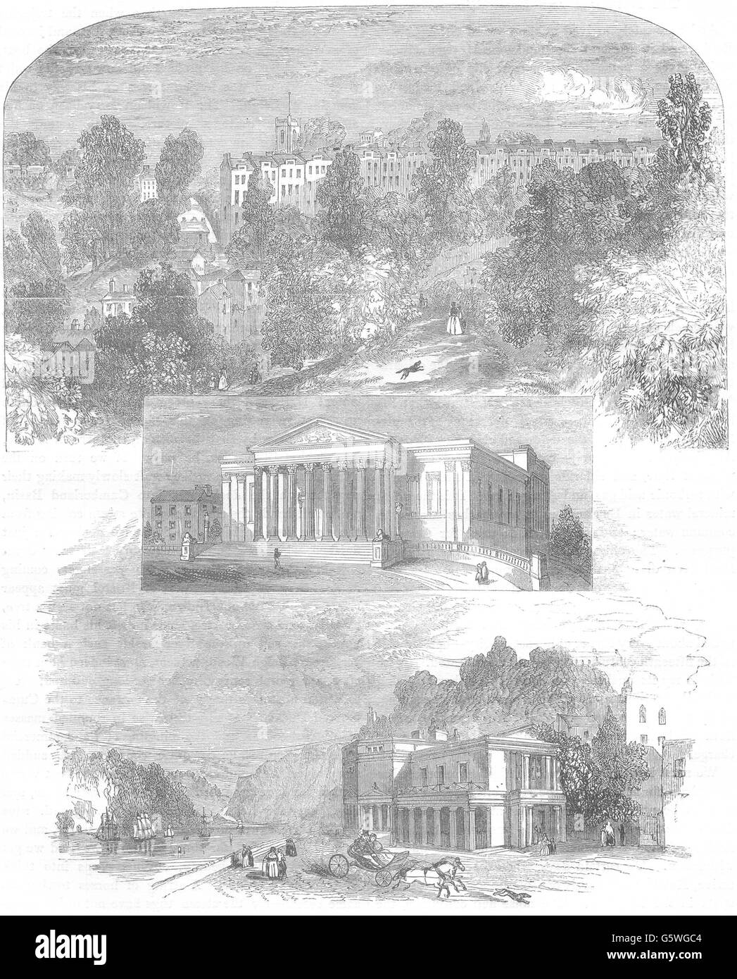 La Loire : Clifton Hill ; Victoria Chambres ; Sex Wells et Pont, 1850 Banque D'Images