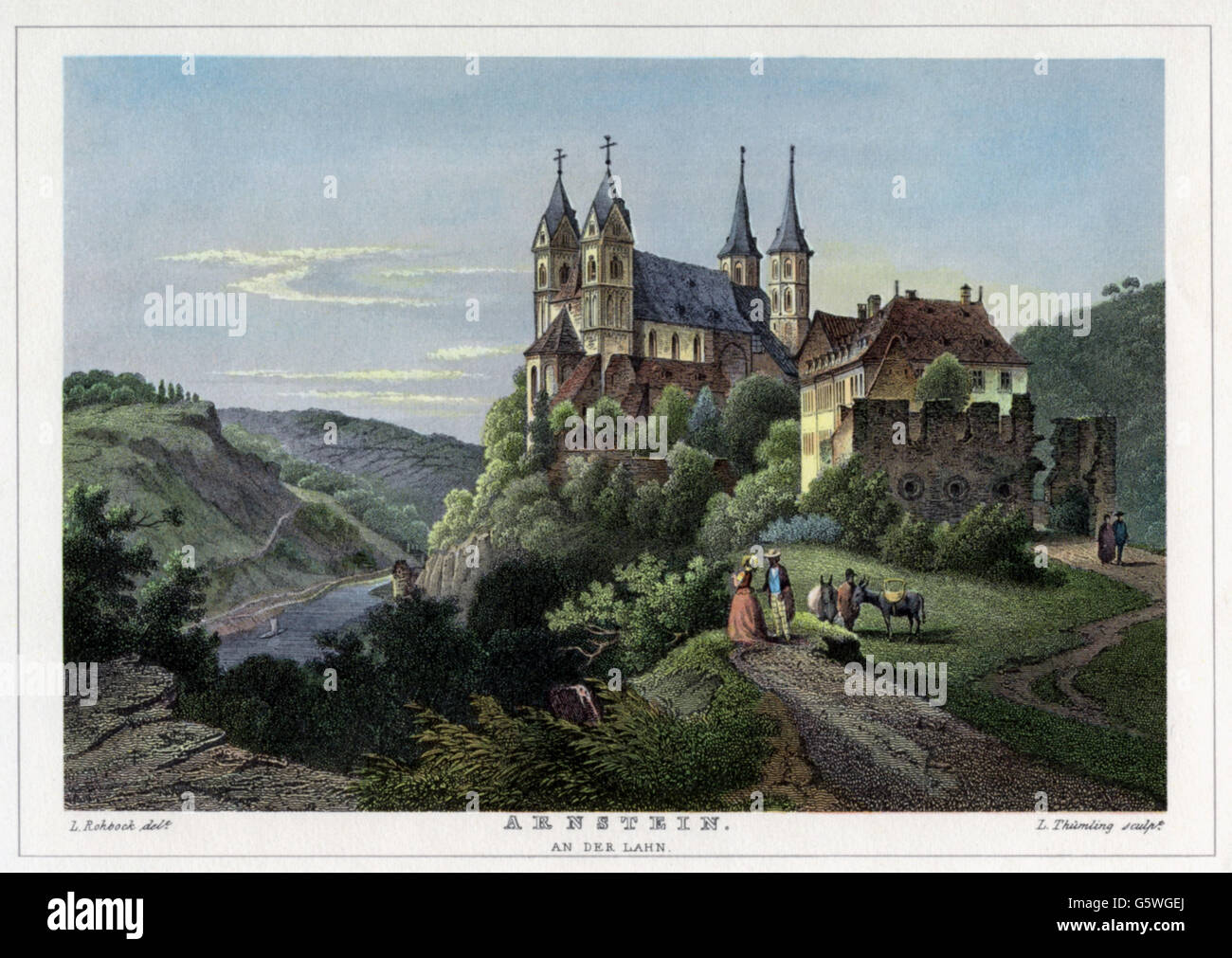 Géographie / Voyage, Allemagne, monastères, abbaye Arnstein à la Lahn, vue extérieure, gravure en acier par L. Thuemling après L. Rohbock, 1857, droits additionnels-Clearences-non disponible Banque D'Images