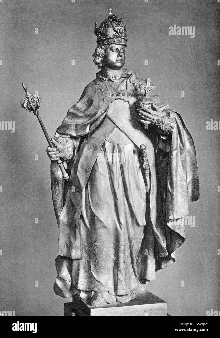 François I Stephen, 8.12.1708 - 18.8.1765, empereur romain Saint 13.9.1745 - 18.8.1765, pleine longueur, sculpture de Franz Xaver Messerschmidt, 1766, Banque D'Images