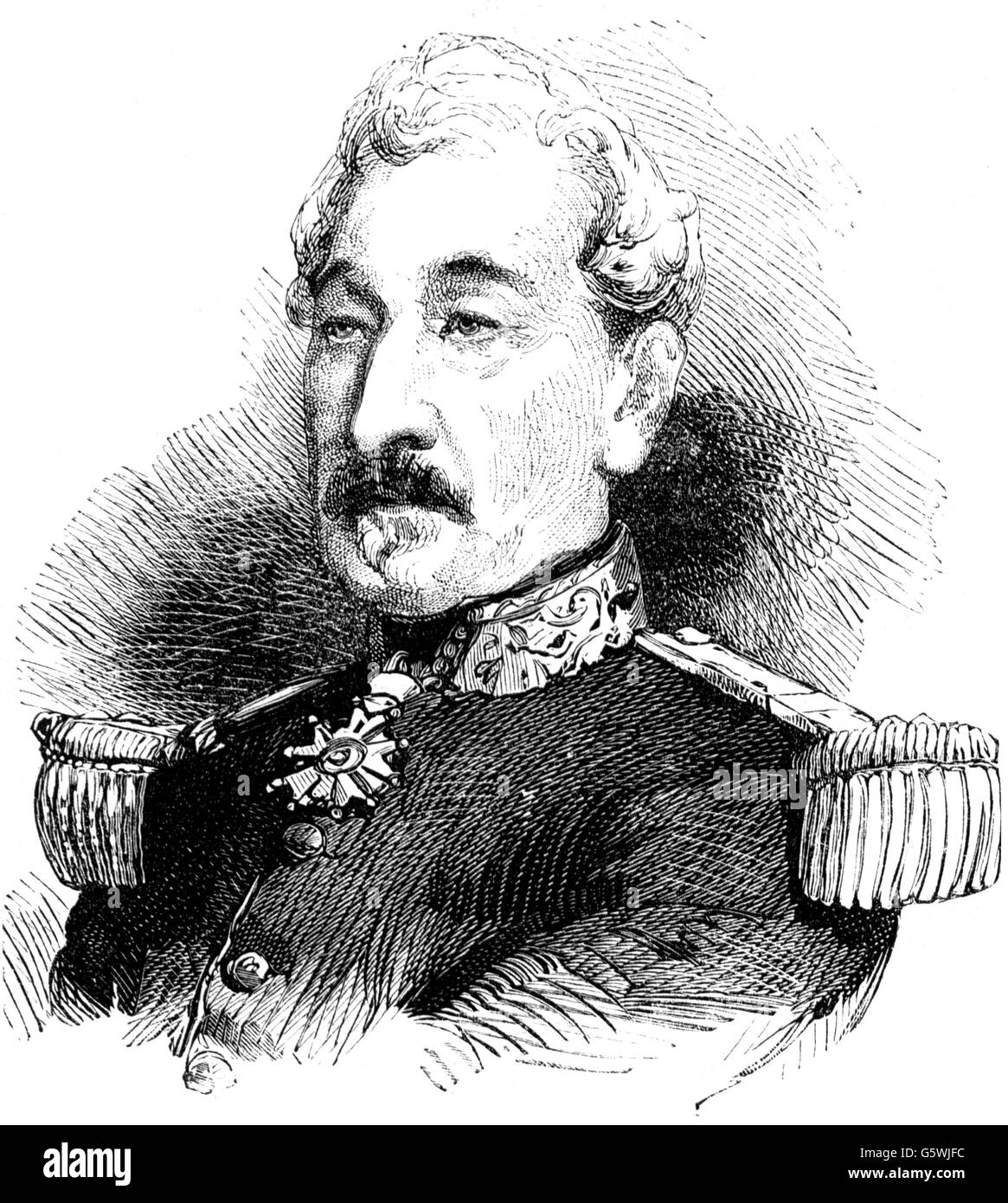 Cousin-Montauban, Charles, 24.6.1796 - 8.1.1878, général français, commandant de la force expéditionnaire française en Chine 1860, portrait, gravure de bois, 'nie Glocke', 1860, Banque D'Images