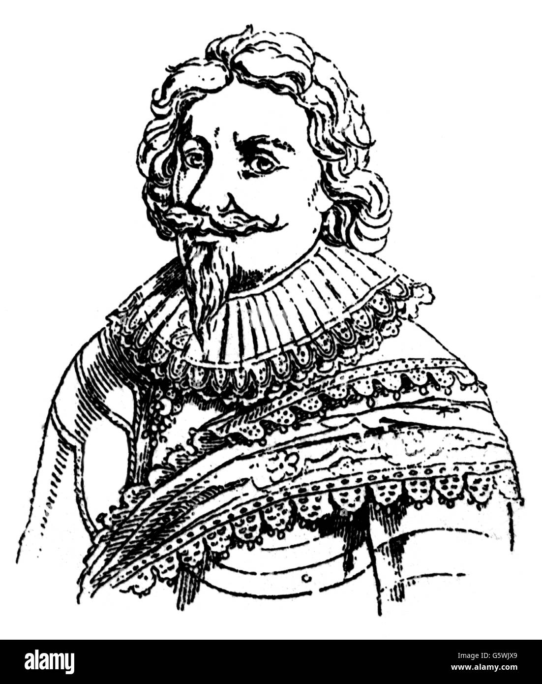 John Ernest I 'le Jeune', 21.11.1594 - 6.12.1626, duc de Saxe-Weimar 31.10.1605 - 8.11.1620, portrait, gravure sur bois, XIXe siècle, Banque D'Images