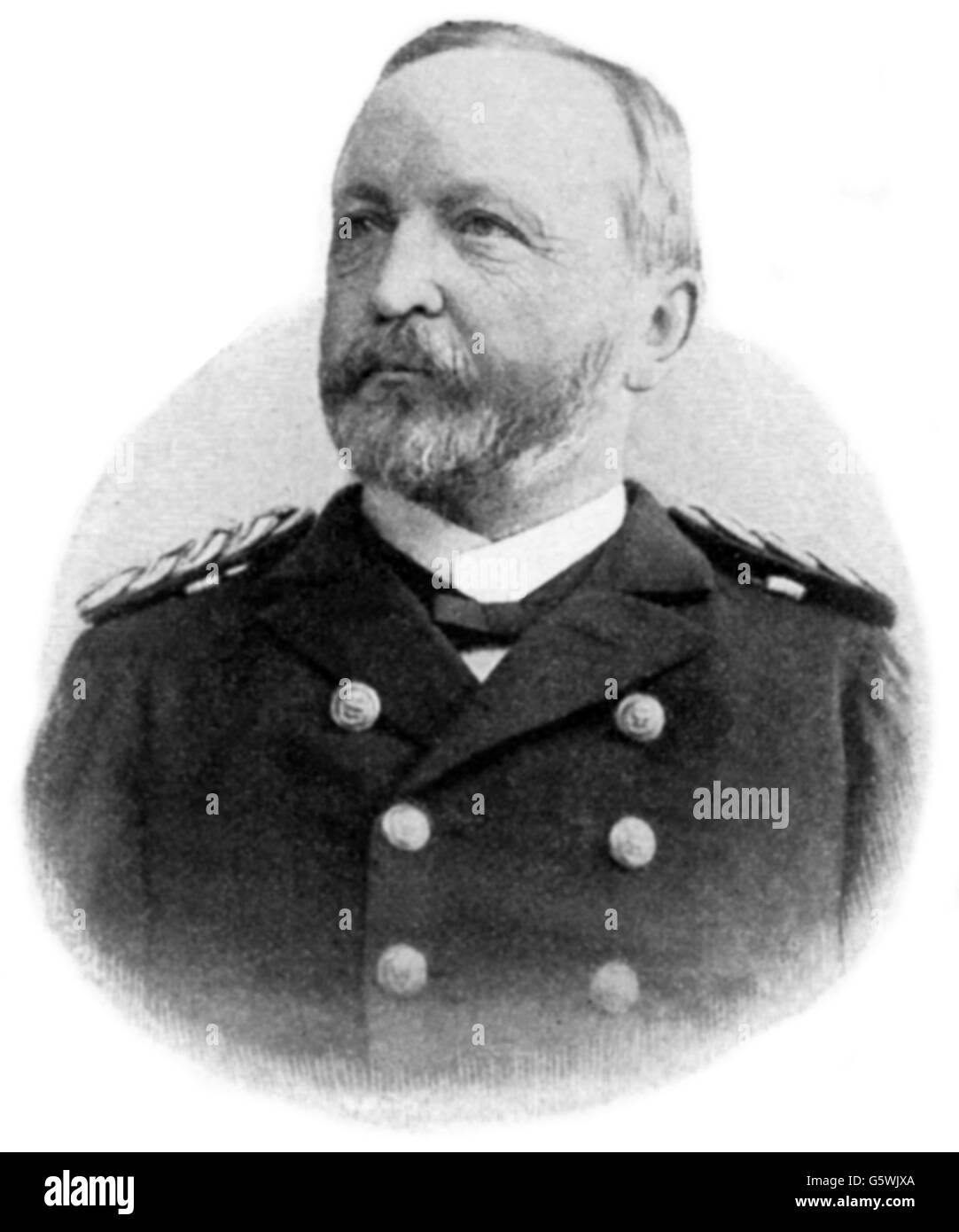 Holllmann, Friedrich von, 19.1.1842 - 21.1.1913, amiral allemand, secrétaire permanent du Bureau naval impérial 1890 - 1897, portrait, gravure en bois, vers 1895, Banque D'Images