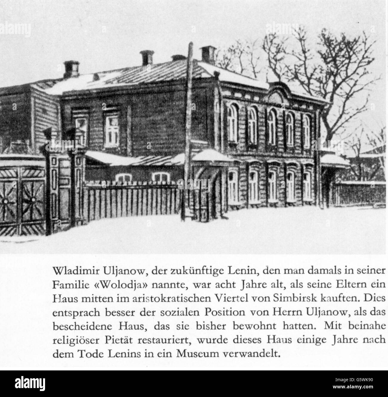 Lénine (Vladimir Ilyich Ulyanov), 22.4.1870 - 21.1.1924, politicien russe, maison où sa famille a déménagé quand il avait 8 ans, vue extérieure, Ulyanovsk (Simbirsk), Banque D'Images