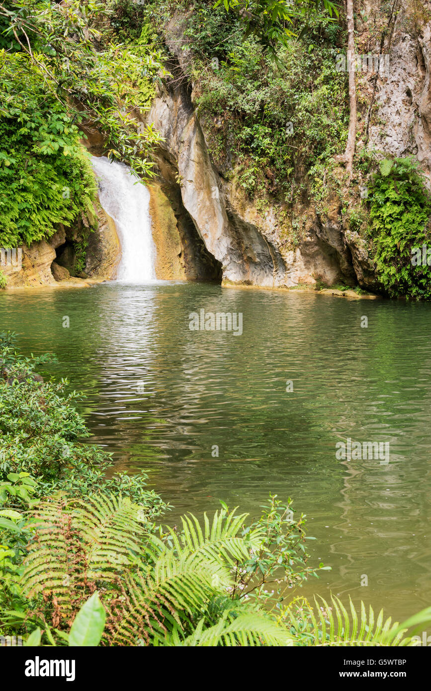 Caburni cascade et piscine près de Trinidad, Cuba Banque D'Images