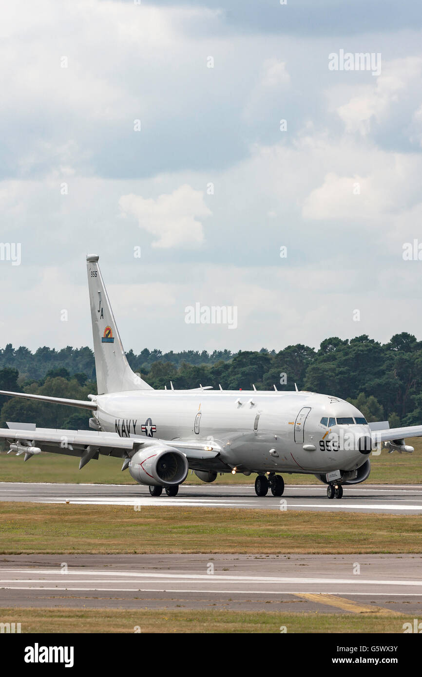 États-unis Navy Boeing P-8A Poseidon les aéronefs de patrouille maritime au Farnborough International Airshow Banque D'Images