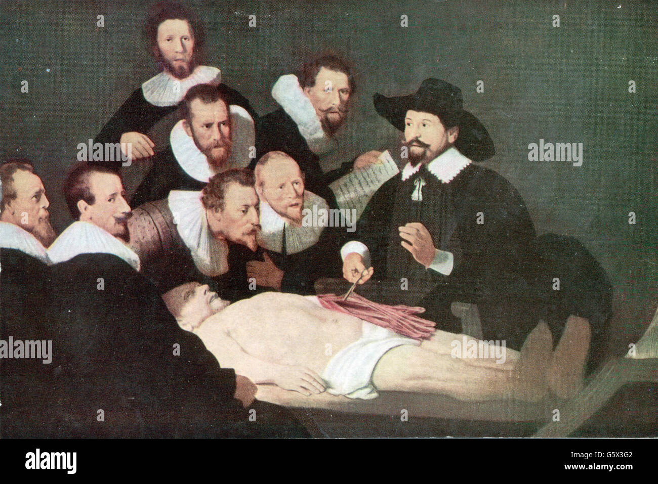 Beaux-arts, Rembrandt van Rijn (1606 - 1669), 'la leçon d'anatomie du Dr. Nicolaes Tulp', détail, 1632, huile sur toile, 216.5 x 169.5 cm, Mazritshuis, la Haye, droits additionnels-Clearences-non disponible Banque D'Images