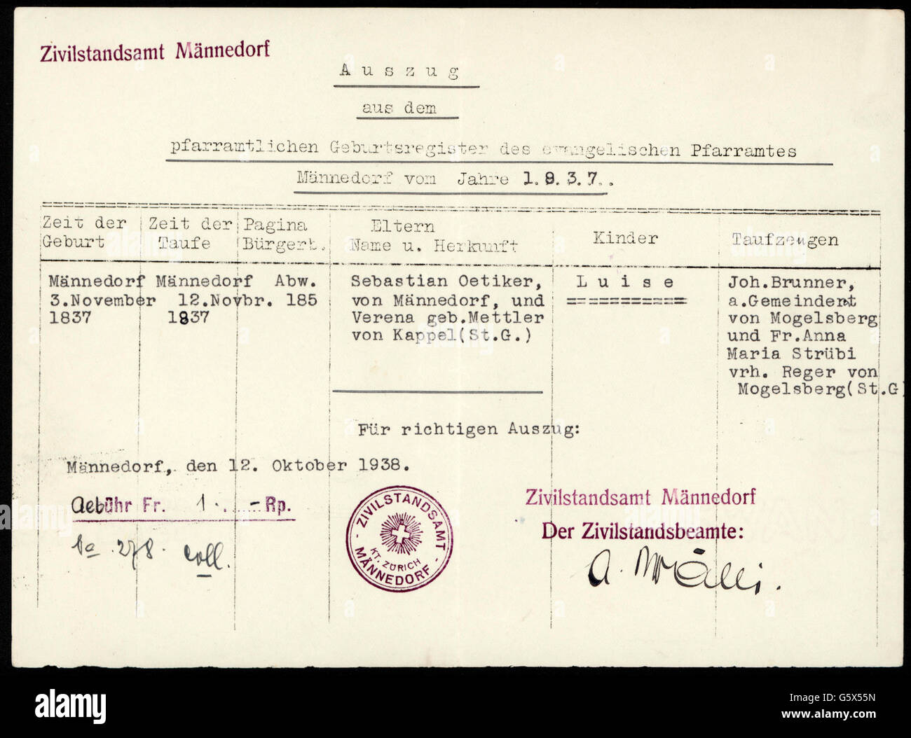 Documents,extrait du registre natal du répertoire protestant de Luise Oetiker,né le 3.11.1837,émis par le bureau d'enregistrement,Männedorf,12.10.1938,1 9ième siècle,20ième siècle,1930,30s,Suisse,Zurich,religion,religions,Christianisme,Protantisme,naissance,naissances,baptême,registre paroissial,registre,registre paroissial,signatures,registre,registre,registre,registre,registre,registre,registre,registre,signatures,registre,registre,registre,registre,registre,registre,registre,registre,registre,registre,registre,registre,registre,registre,registre,registre,registre,registre,registre,registre,registre,registre,registre,registre,registre,registre,registre,registre,registre,registre,registre,registre, Banque D'Images