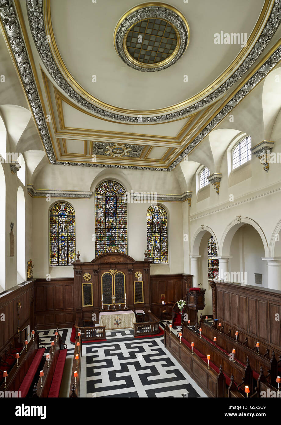 St Vedast Foster, Alias church dans la ville de Londres ; l'intérieur nef reconstruite après le Blitz par Stephen Dykes Bower Banque D'Images