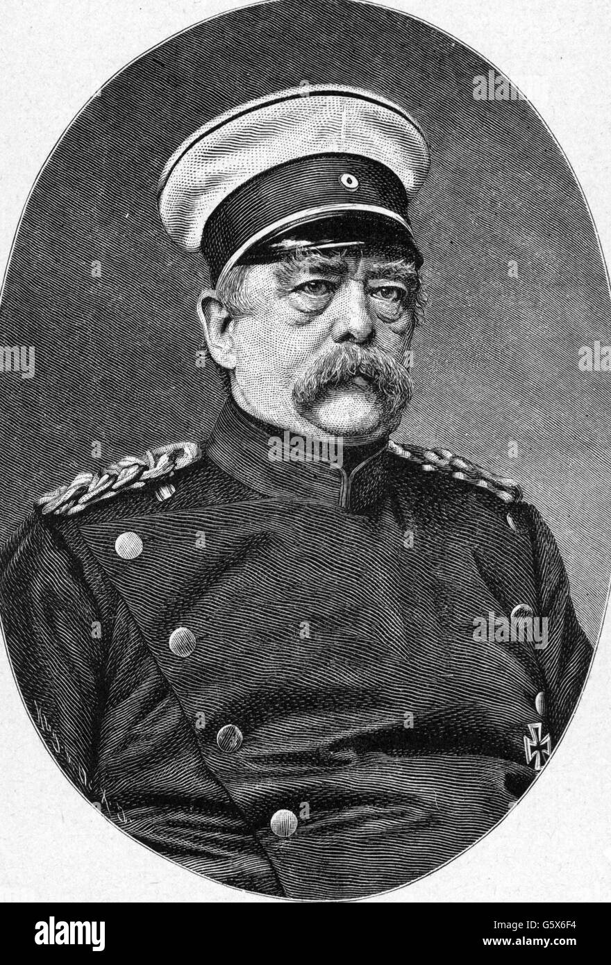 Bismarck, Otto von, 1.4.1815 - 30.7.1898, homme politique allemand, chancelier de l'Empire allemand 4.5.1871 - 20.9.1890, portrait, gravure sur bois, 2e moitié 19e siècle, l'artiste n'a pas d'auteur pour être effacé Banque D'Images
