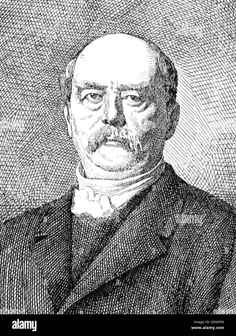 Bismarck, Otto von, 1.4.1815 - 30.7.1898, homme politique allemand, chancelier de l'Empire allemand 4.5.1871 - 20.9.1890, portrait, gravure sur bois après tirage par G. Paulin, 1ère moitié 20e siècle, l'artiste n'a pas d'auteur pour être effacé Banque D'Images