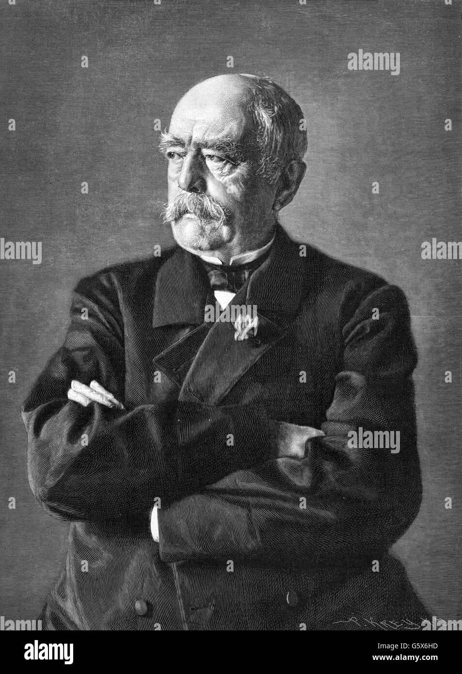 Bismarck, Otto von, 1.4.1815 - 30.7.1898, homme politique allemand, demi-longueur, gravure sur bois après photographie par Pilartzs, Kissingen, 1892, l'artiste n'a pas d'auteur pour être effacé Banque D'Images