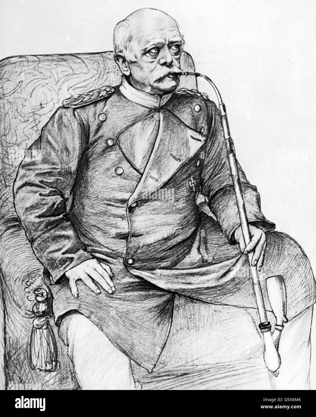 Bismarck, Otto von, 1.4.1815 - 30.7.1898, homme politique allemand, demi-longueur, dessin de Christian Wilhelm Allers à 'Unser Bismarck' par Hans Kraemer, 1895, l'artiste n'a pas d'auteur pour être effacé Banque D'Images
