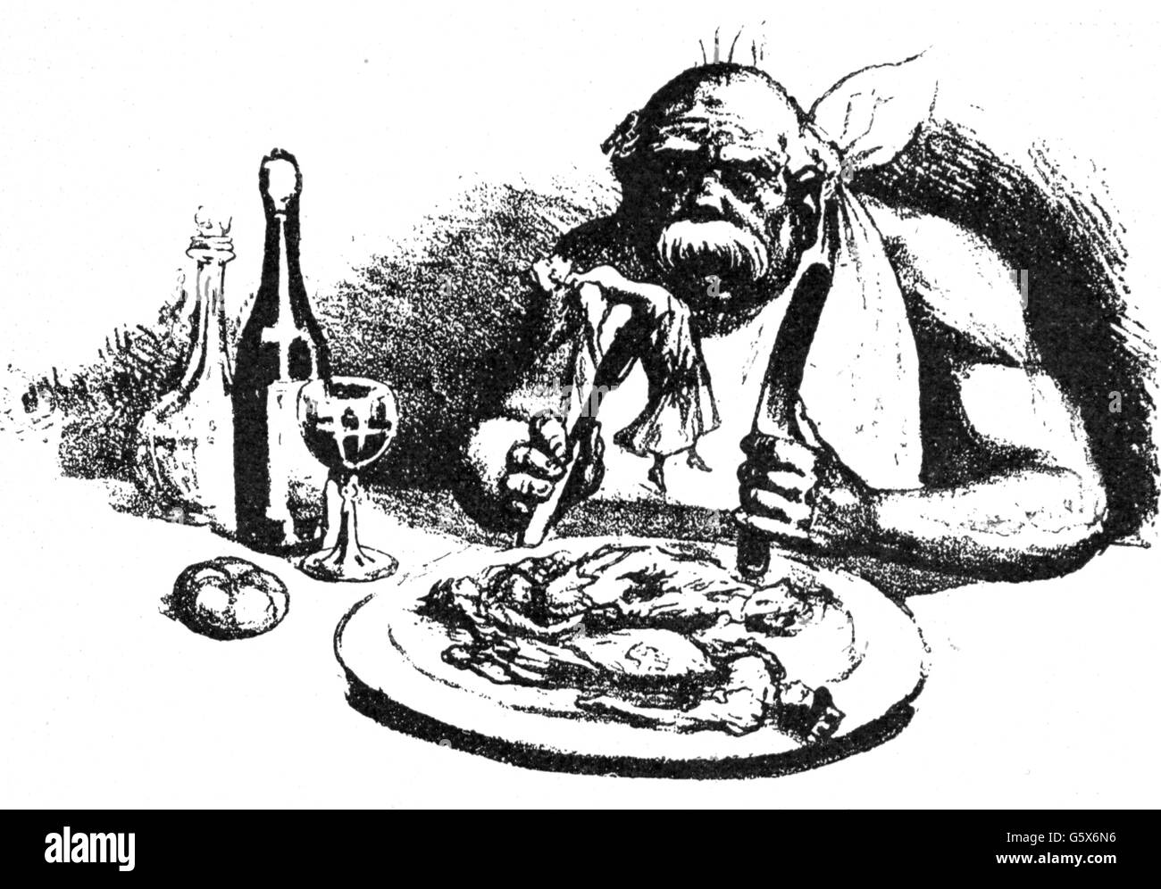 Bismarck, Otto von, 1.4.1815 - 30.7.1898, homme politique allemand, la caricature sur ses mémoires, "Saturne se qui mange ses enfants", gravure sur bois, 'Pasquino', Turin, 1890 / 1891, l'artiste n'a pas d'auteur pour être effacé Banque D'Images