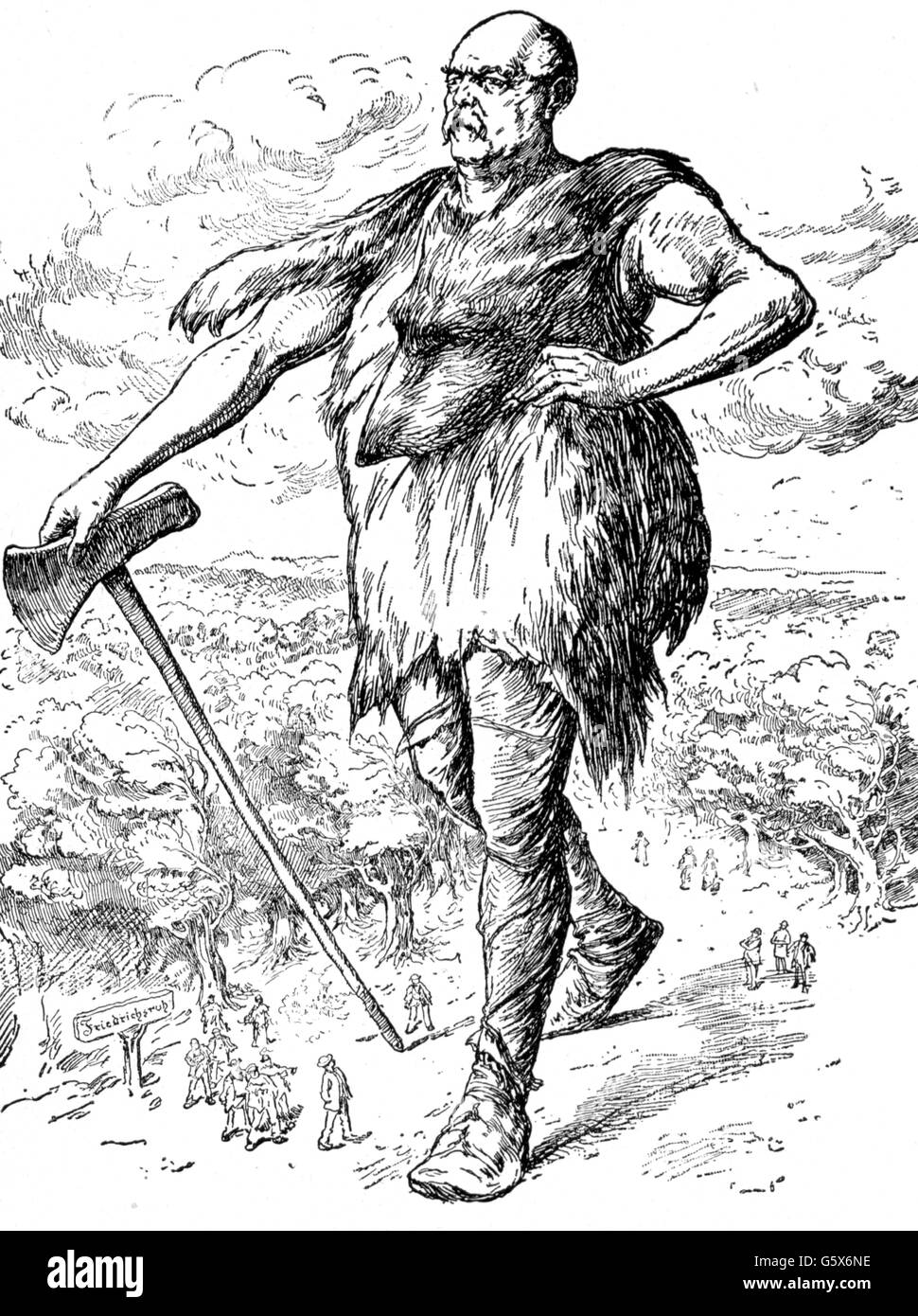 Bismarck, Otto von, 1.4.1815 - 30.7.1898, homme politique allemand, caricature, comme Giant, gravure sur bois, 'Figaro', Vienne, 1890, copyright de l'artiste n'a pas à être effacée Banque D'Images