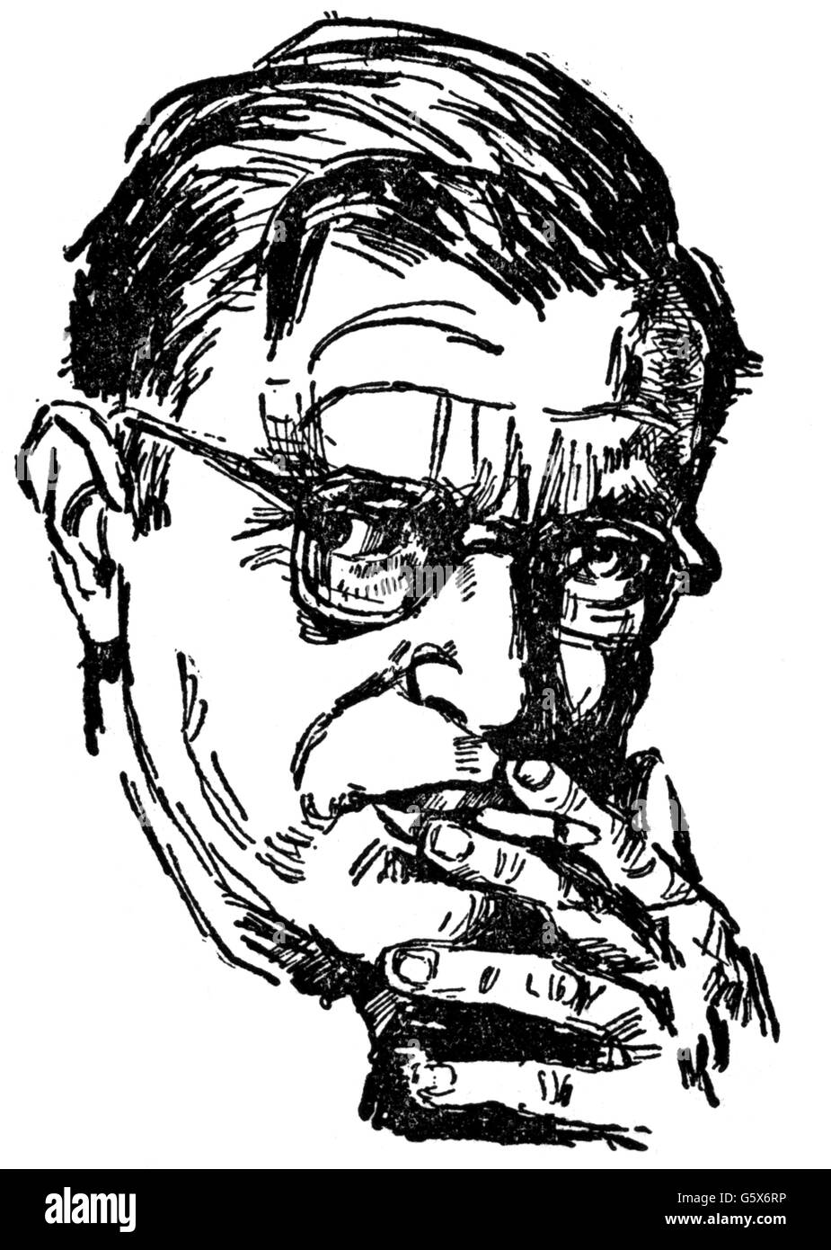 Sartre, Jean-Paul, 21.6.1905 - 15.4.1980, auteur/écrivain français, portrait,  dessin, années 1950 Photo Stock - Alamy