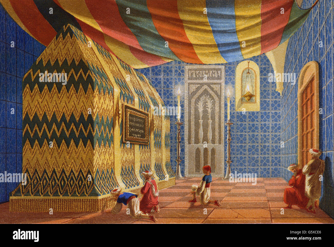 Géographie / Voyage, Israël, Jérusalem, Mont Sion, tombe de David, vue intérieure, lithographie de couleur, 1860, droits supplémentaires-Clearences-non disponible Banque D'Images