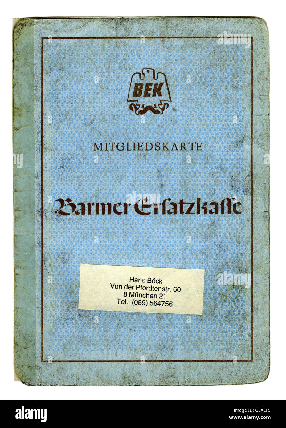 Médecine, assurance maladie, Barmer Ersatzkasse, carte de membre de Hans Boeck, affiché 25.11.1969, droits additionnels-Clearences-non disponible Banque D'Images