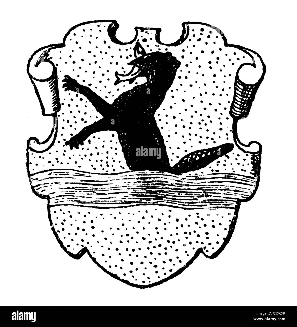 heraldry, armoiries, Allemagne, armes de ville, Biebrich, gravure en bois, 1892, droits additionnels-Clearences-non disponible Banque D'Images