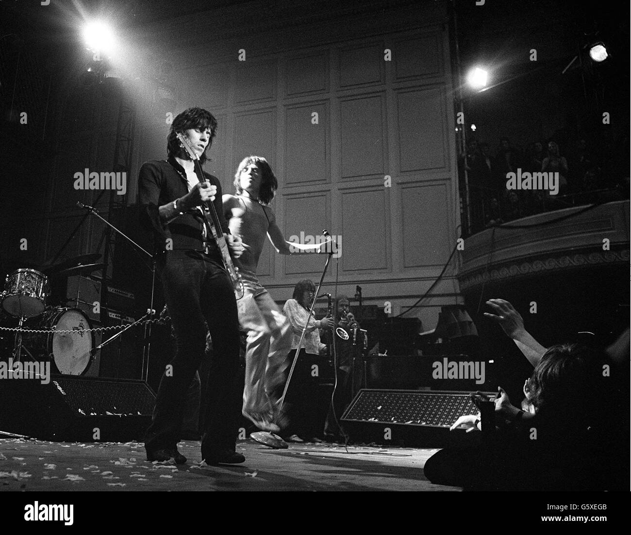 Les Rolling Stones lors de leur concert à Newcastle. Banque D'Images