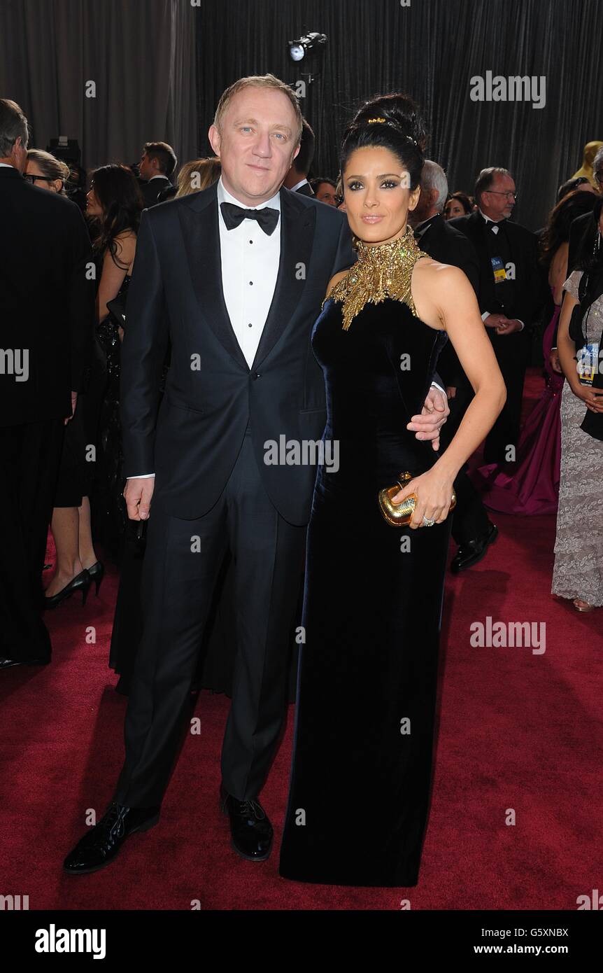 Salma Hayek et son mari François Pinault arrivent pour les 85e Academy Awards au Dolby Theatre de Los Angeles. Banque D'Images