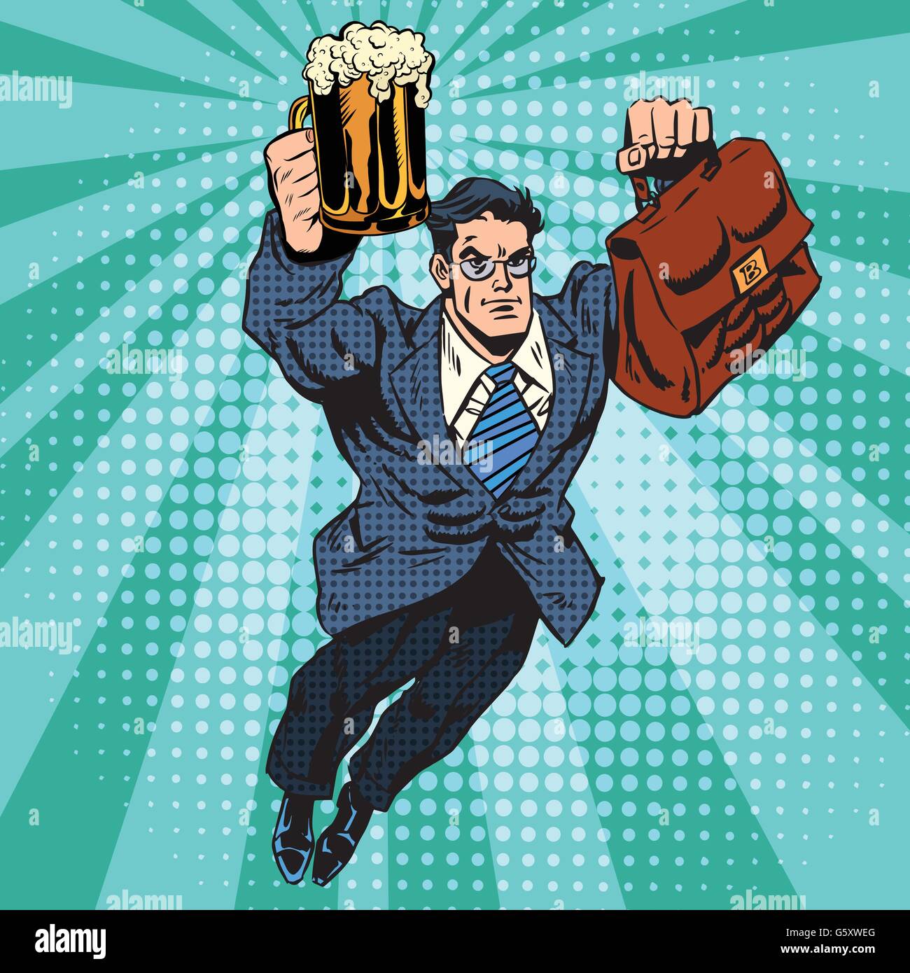 L'homme volant du super-héros de la bière Illustration de Vecteur