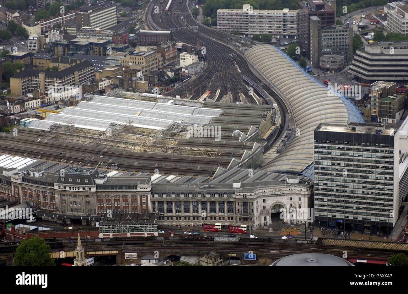 Vue aérienne de la gare de Waterloo. Banque D'Images